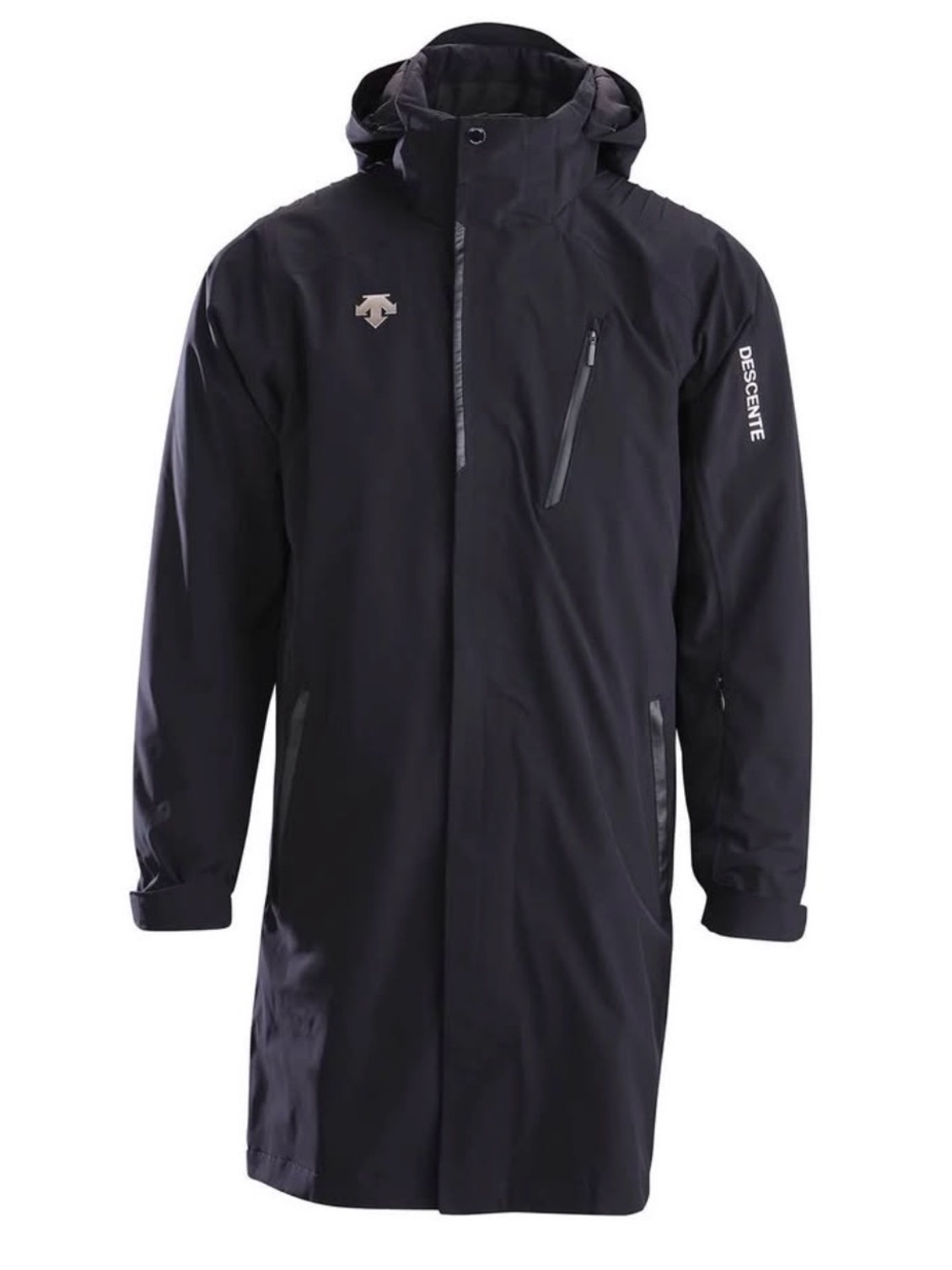 Descente Men's Black Hooded Waterproof Raincoat
